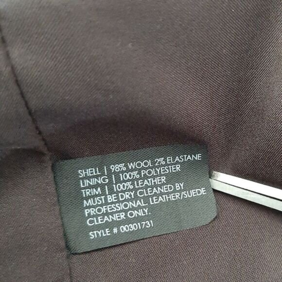 CLUB MONACO Wool Leather Blend Front Slit Knee Length Skirt Brown Plaid Sz 2 - Picture 11 of 11